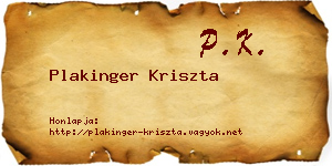 Plakinger Kriszta névjegykártya